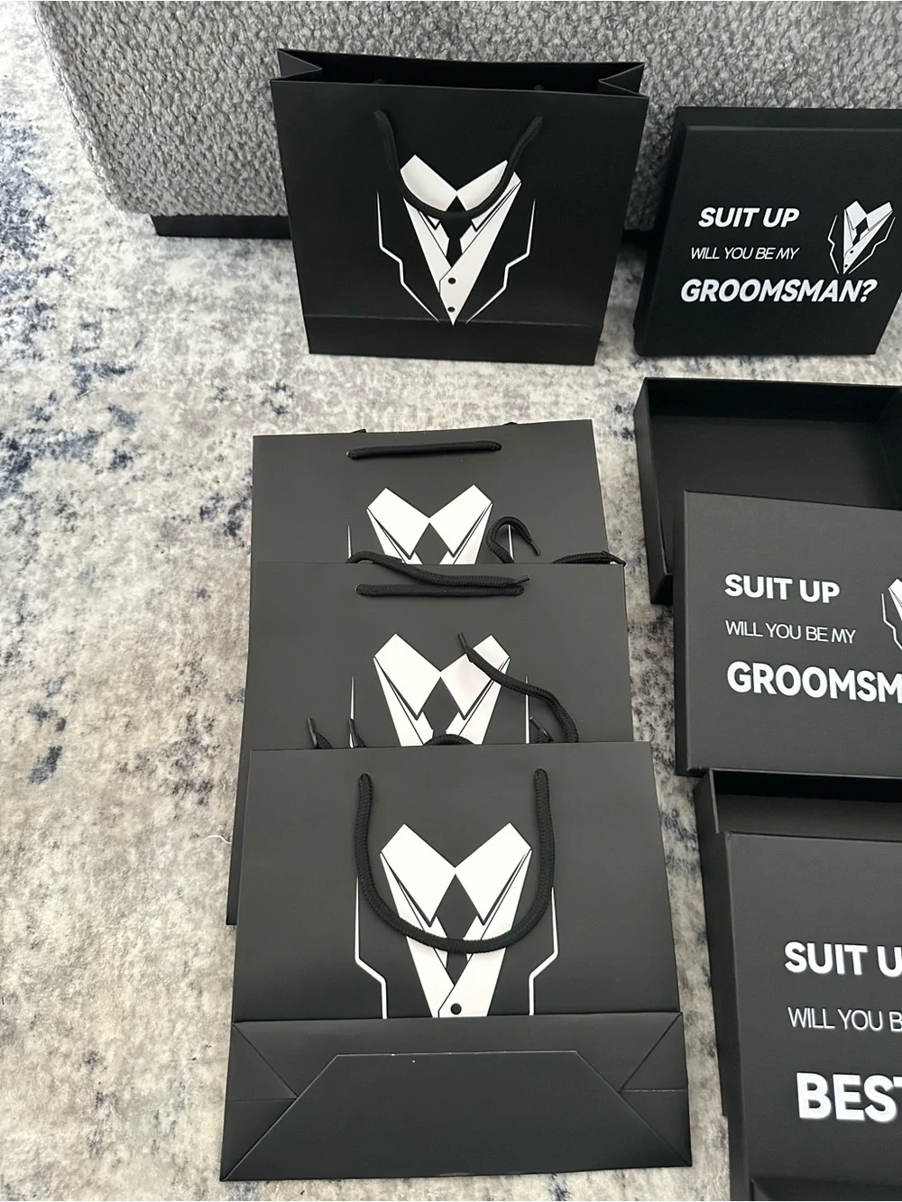 Amazon Black 'Suit Up' Groomsmen & Best Man Gift Boxes and Bags